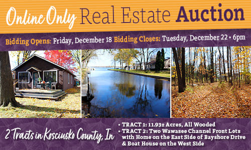 Real Estate Auction Online Only Real Estate Auction 2 Tracts In Kosciusko County Indiana Schrader Real Estate And Auction Co Land Auction Marketing Experts Nationwide